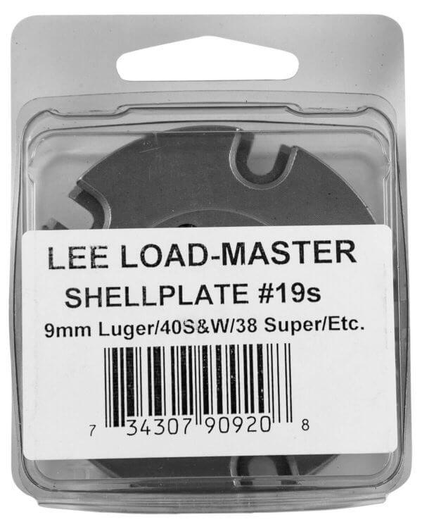 Lee 90920 Load Master Shell Plate 1 9mm Luger/40 S&W/38 Super #19 S