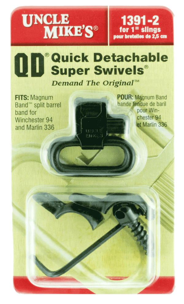 Uncle Mike’s 13912 Magnum Band Swivel Set made of Steel with Blued Finish 1″ Loop Size & Quick Detach 115 CFL Style for .630-.675″ Mag Tubes