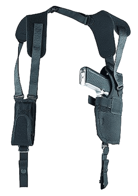 Uncle Mike’s 83051 Sidekick Vertical Shoulder Holster Shoulder Size 05 Black Cordura Harness Fits Large Semi-Auto Fits 4.50-5″ Barrel Right Hand