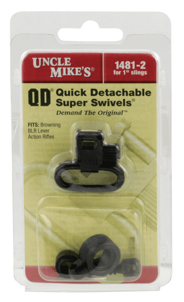 Uncle Mike’s 15312 Fore End Band Swivel Set made of Steel with Blued Finish 1″ Loop Size Quick Detach 115 LRB Style for Leaver Action Rifles Carbines & Mossberg 500
