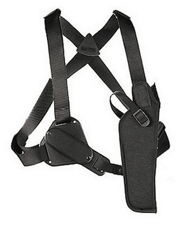 Uncle Mike’s 83151 Sidekick Vertical Shoulder Holster Shoulder Size 15 Black Cordura Harness Fits Large Semi-Auto Fits 3.75-4.50″ Barrel Right Hand