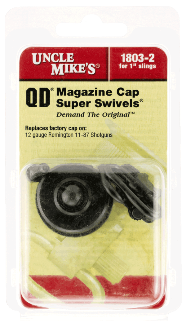 Uncle Mike’s 18032 Mag Cap Swivel Set made of Steel with Blued Finish 1″ Loop Size & Quick Detach Style for 12 Gauge Remington 11-87 Includes Two Super Swivels
