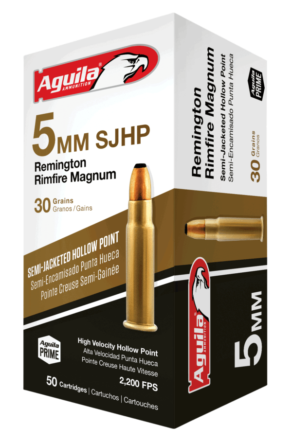 Aguila 1B222405 Target & Range Rimfire 5mm Rem Rimfire Mag 30 gr Semi Jacketed Hollow Point 50rd Box