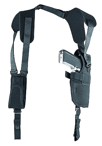 Uncle Mike’s 83151 Sidekick Vertical Shoulder Holster Shoulder Size 15 Black Cordura Harness Fits Large Semi-Auto Fits 3.75-4.50″ Barrel Right Hand