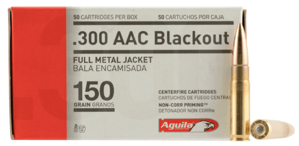 Aguila 1E300110 Target & Range Rifle 300 Blackout 150 gr Full Metal Jacket Boat Tail 50rd Box