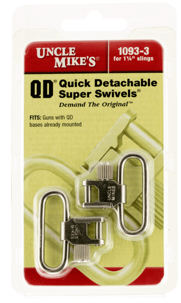 Uncle Mike’s 10933 Super Swivel made of Steel with Nickel Finish 1.25″ Loop Size Quick Detach Style & Tri-Lock System for Rifles or Shotguns