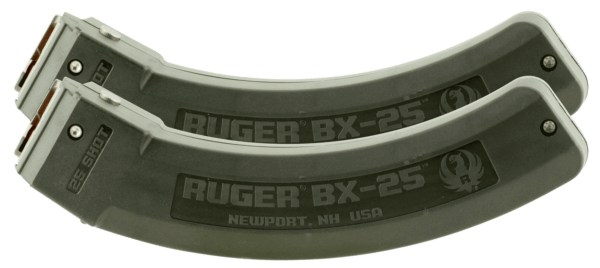 Ruger 90548 BX-25 Value Pack 25rd Magazine Fits Ruger 10/22/SR/77/Charger 22LR BX-25 Black 2 Pack