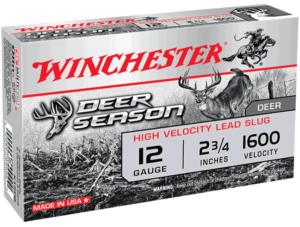 Winchester Ammo X12DS Deer Season High Velocity 12 Gauge 2.75″ 1 1/8 oz 1600 fps Slug Shot 5rd Box