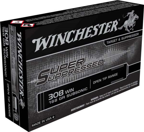 Winchester Ammo SUP308 Super Suppressed Target 308 Win 168 gr Open Tip Range 20rd Box