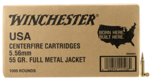 Winchester Ammo WM1931000 USA 5.56x45mm NATO 55 gr 3270 fps Full Metal Jacket (FMJ) 1000rds (Sold by Case)