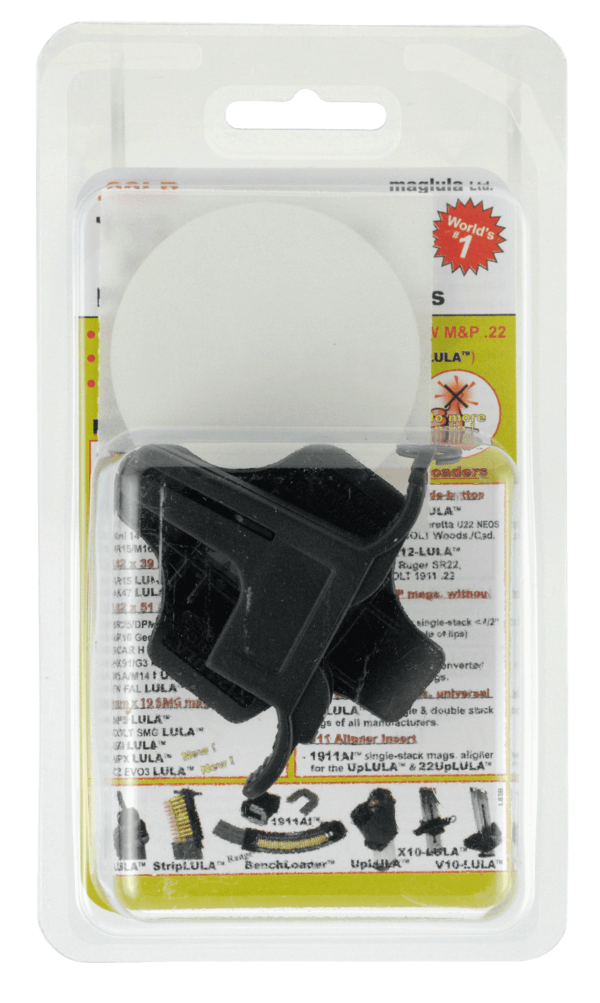 Maglula XT83B LULA Loader & Unloader Set Single Stack Style made of Polymer with Black Finish for 22 LR Ruger Magazines Holds up to 12rds