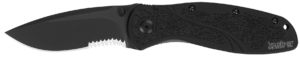 Kershaw 1670BLKST Blur 3.40″ Folding Drop Point w/Recurve Part Serrated Black DLC 14C28N Steel Blade Black Anodized Aluminum Handle Includes Pocket Clip