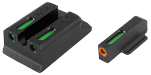 TruGlo TG13RS1PC TFX Pro Black | Green Tritium & Fiber Optic Orange Outline Front Sight Green Tritium & Fiber Optic Rear Sight