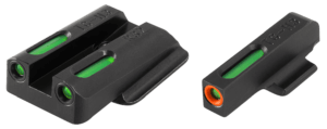 TruGlo TG13SG1PC TFX Pro Black | Green Tritium & Fiber Optic Orange Outline Front Sight Green Tritium & Fiber Optic Rear Sight