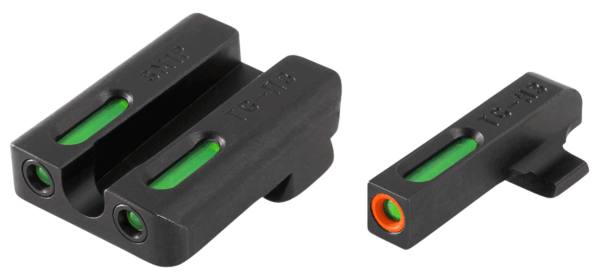 TruGlo TG13SM1PC TFX Pro Black | Green Tritium & Fiber Optic Orange Outline Front Sight Green Tritium & Fiber Optic Rear Sight