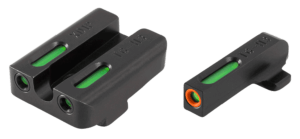 TruGlo TG13XD1PC TFX Pro Black | Green Tritium & Fiber Optic Orange Outline Front Sight Green Tritium & Fiber Optic Rear Sight