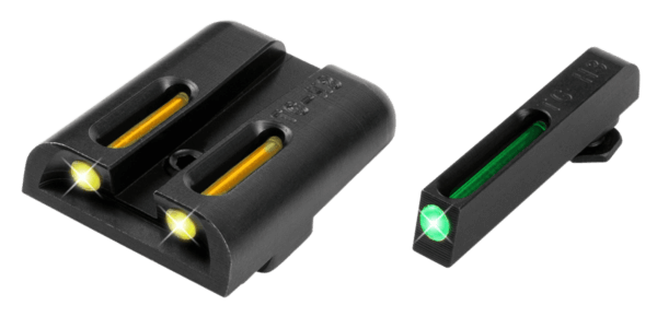 TruGlo TG131GT1Y TFO Black | Green Tritium & Fiber Optic Front Sight Yellow Tritium & Fiber Optic Rear Sight