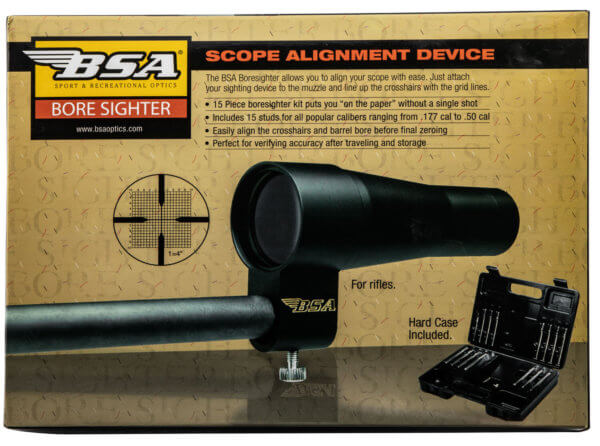 BSA BS30 Bore Sight Kit Pistol/Rifle Multi-Caliber Hard Case 15 Arbors