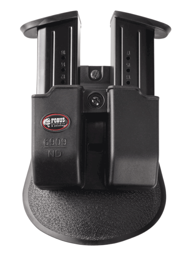 Fobus 6909NDP Double Magazine Pouch with Paddle 9mm Luger/40 S&W Double Stack Plastic Black