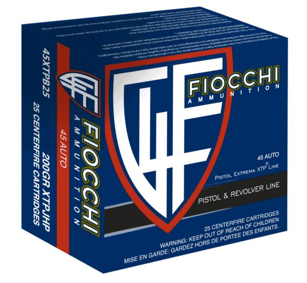 Fiocchi 45XTPB25 Hyperformance Defense 45 ACP 200 gr Hornady XTP Hollow Point 25rd Box