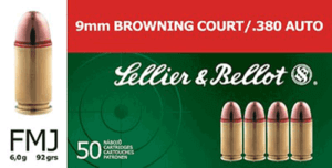 Sellier & Bellot SB380A Handgun 380 ACP 92 gr Full Metal Jacket (FMJ) 50rd Box