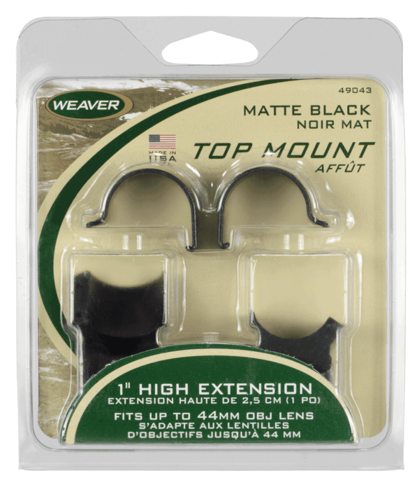 Weaver Mounts 49045 Detachable Top Mount Dual Extension Rings  Matte Black 1″ High