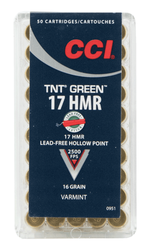 CCI 951 Varmint TNT Green 17 HMR 16 gr Hollow Point (HP) 50rd Box