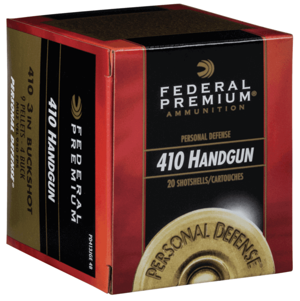 Federal PD413JGE4B Premium Personal Defense 410 Bore 3″ 9 Pellets 4 Buck Shot 20rd Box