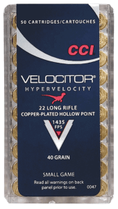 CCI 0047 Velocitor 22 LR 40 gr Copper Plated Hollow Point (CPHP) 50rd Box