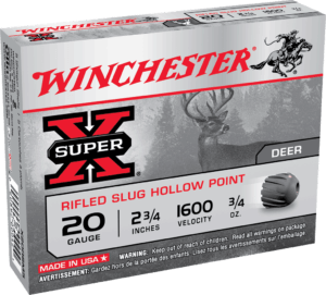 Winchester Ammo X20RSM5 Super X 20 Gauge 2.75″ 3/4 oz 1600 fps Rifled Slug Shot 5rd Box