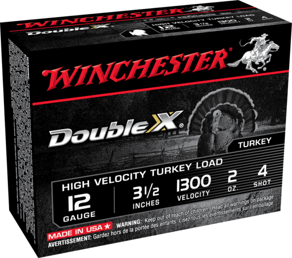Winchester Ammo STH12354 Double X High Velocity Turkey 12 Gauge 3.50″ 2 oz 1300 fps 4 Shot 10rd Box
