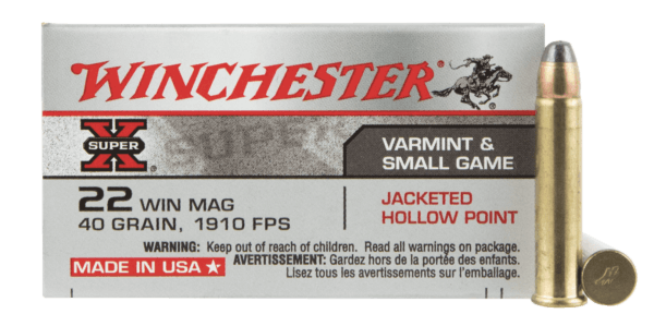 Winchester Ammo X22MH Super X 22 WMR 40 gr Jacketed Hollow Point (JHP) 50rd Box