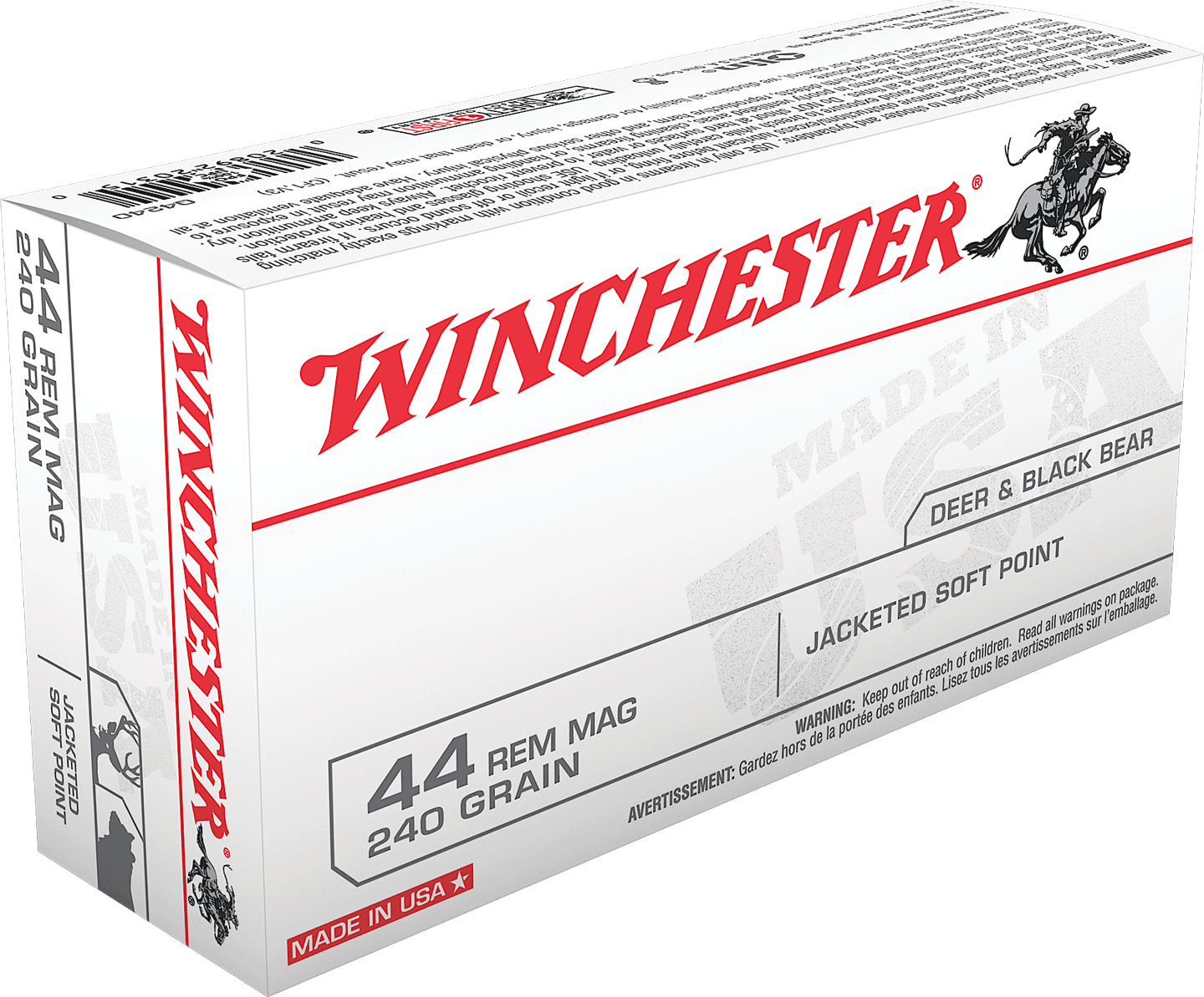 Winchester Ammo Q4240 USA Hunting 44 Rem Mag 240 Gr Jacketed Soft Point JSP 50rd Box GunStuff