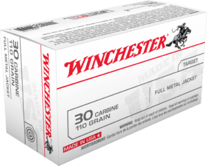 Winchester Ammo Q3132 USA 30 Carbine 110 gr 1990 fps Full Metal Jacket (FMJ) 50rd Box