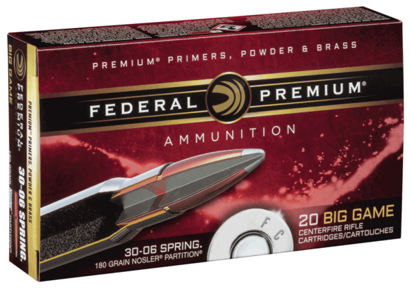 Federal P3006F Premium 30-06 Springfield 180 gr Nosler Partition (NP) 20rd Box