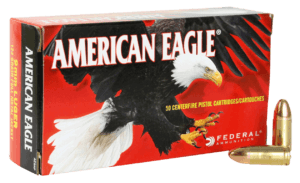 Federal AE9AP American Eagle Handgun 9mm Luger 124 gr Full Metal Jacket (FMJ) 50rd Box