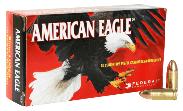 Federal AE9AP American Eagle 9mm Luger 124 gr Full Metal Jacket (FMJ) 50rd Box