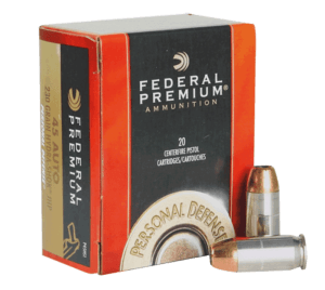 Federal PD45HS3H Premium Personal Defense Low Recoil 45 ACP 165 gr Hydra-Shok Jacketed Hollow Point 20rd Box