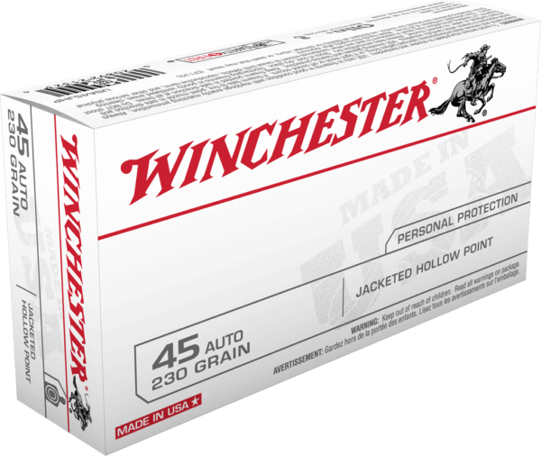 Winchester Ammo USA45JHP USA Defense 45 ACP 230 gr Jacketed Hollow Point (JHP) 50rd Box