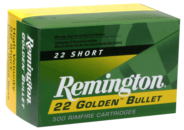 Remington Ammunition 21000 Golden Bullet Rimfire 22 Short 29 gr Plated Lead Round Nose 50rd Box
