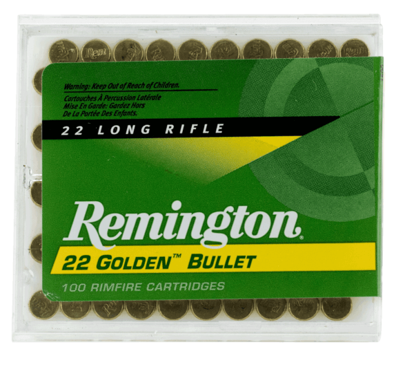 Remington Ammunition 21276 Golden Bullet Rimfire 22 LR 40 gr Plated Lead Round Nose 100rd Box