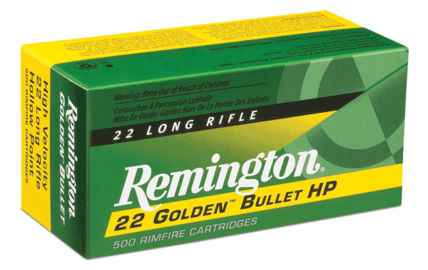 Remington Ammunition 21008 Golden Bullet Rimfire 22 LR 36 gr Plated Hollow Point 50rd Box