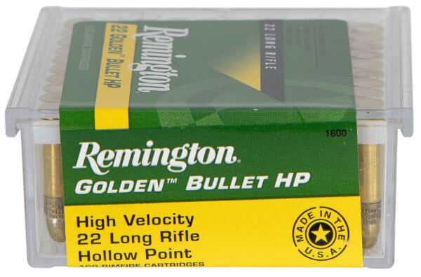 Remington Ammunition 1600 Golden Bullet 22 LR 36 gr Plated Hollow Point 100rd Box