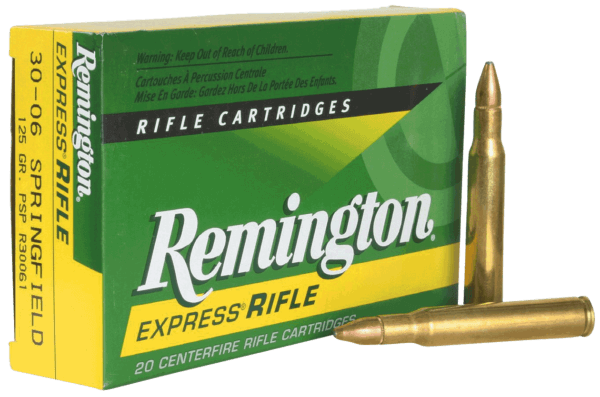 Remington Ammunition 21401 Core-Lokt Hunting 30-06 Springfield 125 gr Pointed Soft Point Core-Lokt (PSPCL) 20rd Box