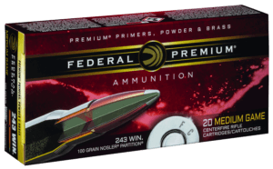 Federal P243E Premium 243 Win 100 gr Nosler Partition (NP) 20rd Box