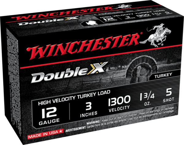 Winchester Ammo STH1235 Double X High Velocity Turkey 12 Gauge 3″ 1 3/4 oz 1300 fps 5 Shot 10rd Box