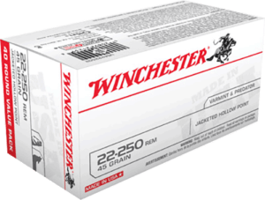 Winchester Ammo USA222502 USA 22-250 Rem 45 gr Jacketed Hollow Point (JHP) 40 Round Box