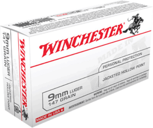 Winchester Ammo USA9JHP2 USA 9mm Luger 147 gr Jacketed Hollow Point (JHP) 50rd Box