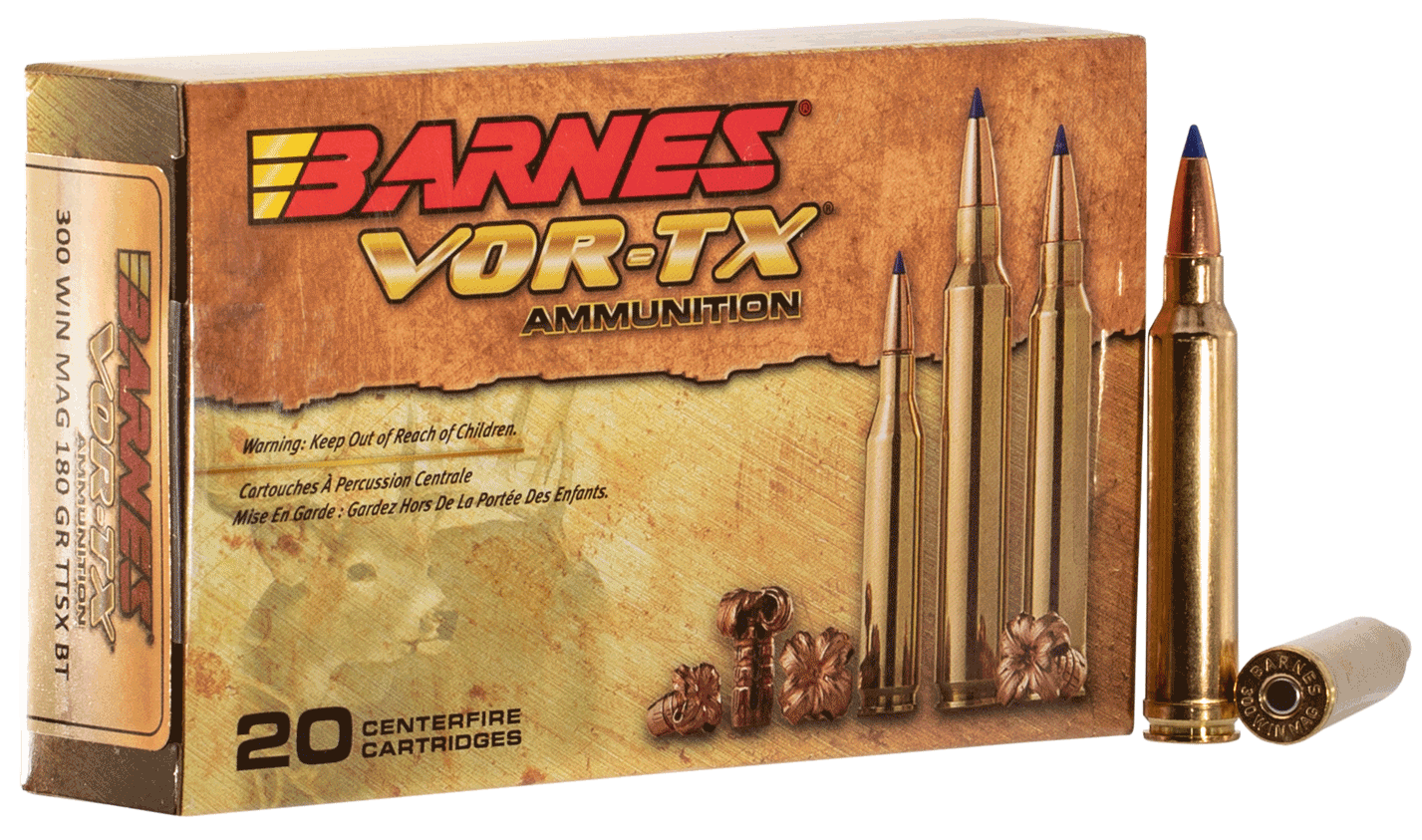 Barnes Bullets 21538 Vor Tx Rifle 300 Win Mag 180 Gr Tipped Tsx Boat Tail 20 Bx 10 Cs Gunstuff