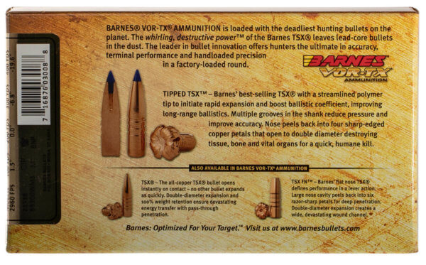 Barnes Bullets 21538 VOR-TX Centerfire Rifle 300 Win Mag 180 gr Tipped TSX Boat-Tail 20rd Box